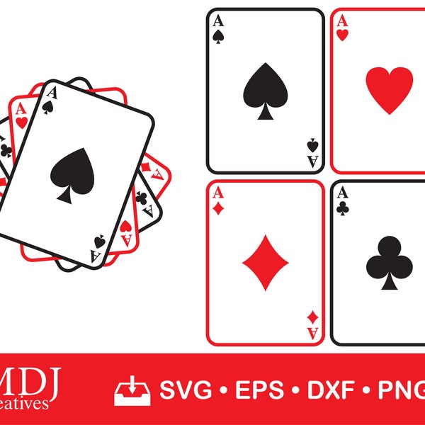 Aces Playing Cards SVG, Ace of Spade Svg, Ace of Heart, Ace of Clubs, Ace of Diamond, Instant Download, Printable, svg, eps, dxf, png, jpg