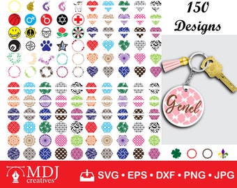 SVG-bundel ronde sleutelhanger: 150 ontwerpen met cirkelpatroon (digitale download)