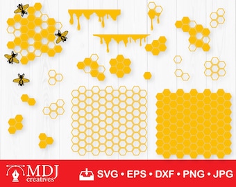Honeycomb SVG Bundle, Honey Drip SVG, Honey svg, Honeycomb Pattern svg, Beehive svg, Honey Cut File Svg, Dripping Honey, svg, dxf, eps, png