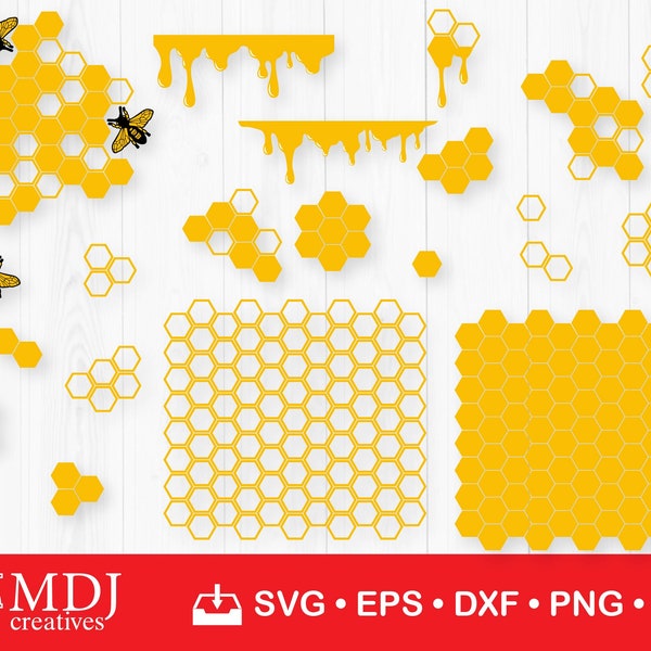 Honeycomb SVG Bundle, Honey Drip SVG, Honey svg, Honeycomb Pattern svg, Beehive svg, Honey Cut File Svg, Dripping Honey, svg, dxf, eps, png