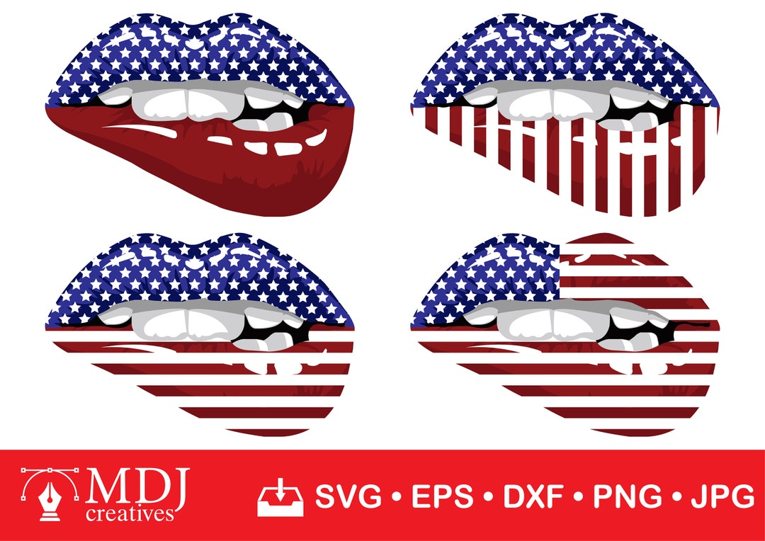 American Flag Lips Cut File: Patriotic Decal, Vinyl, Silhouette ...