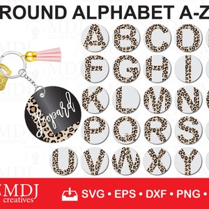 Round Keychain Leopard Alphabet A-Z 01 SVG, Alphabet Keychain SVG, Key Ring Pattern, Key Ring svg, Round Pattern svg, Leopard Patterns Svg,
