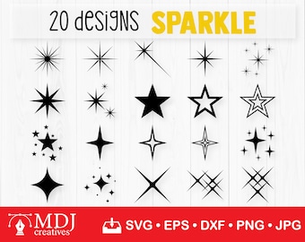 Sparkle Stars SVG-Bundle: 20 Designs (Digitaler Download)