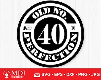 Old Number 40 Aged to Perfection SVG, 40th Cut File Svg