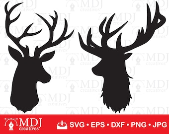 Deer Head SVG, Deer Head Silhouette, Deer Head Clipart, Deer Clipart, Cut Files for Cricut Silhouette, Deer Svg, Christmas svg, svg, dxf