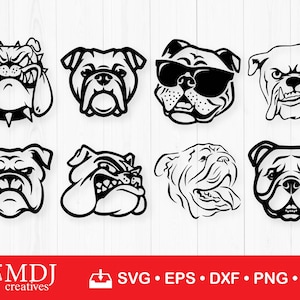 English Bulldog 01 SVG Cut File | English Bulldog SVG | Cute American Bulldog | Bundle of 8 | Cute SVG Cut File