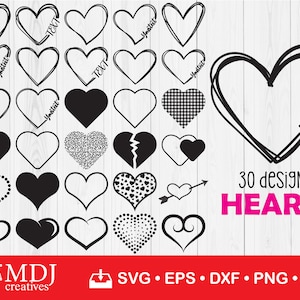 Doodle Heart SVG, Heart Svg, Handdrawn Heart, Valentine Heart Cut File, Cutting file, Cricut, Silhouette, Instant download, Svg, Dxf, Png