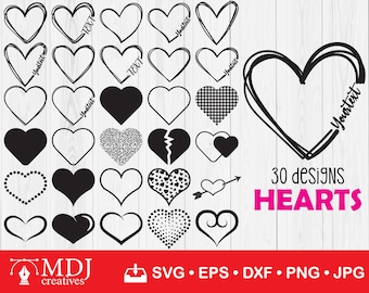 Archivos SVG de corazón dibujado a mano: Diseños de San Valentín (Descarga instantánea)