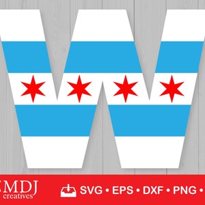 Arquivo de corte da bandeira de Chicago, impressão, download instantâneo, decalque, vinil, silhueta, svg, eps, png