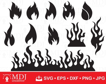 Flame SVG Cut Files: Fire Clipart, Decal Design (Digital Download)