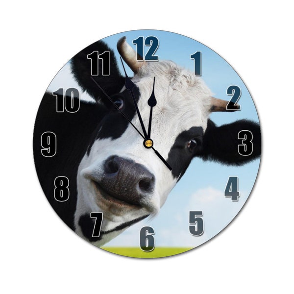 10.5 « 5120 Cow Farm Clock Custom Round Non-ticking MDF Horloge murale numérotée