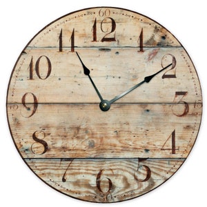 12"/15" 2028-16 Rustic Wooden Brown Custom Non-ticking Wooden Wall Clock