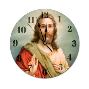 10.5&quot; 3451-10.5-su Jesus Christ Custom Round Non-ticking MDF Hanging Decor Silent Wall Clock