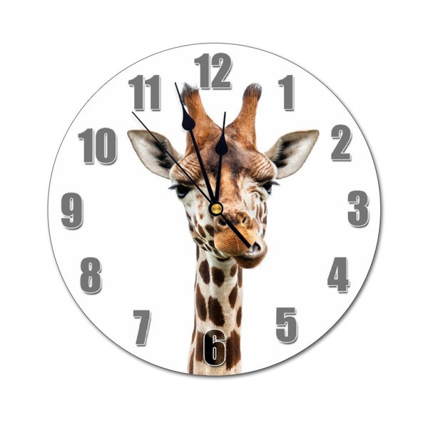 10.5" Giraffe Custom Round Non-ticking MDF Numberless Wall Clock