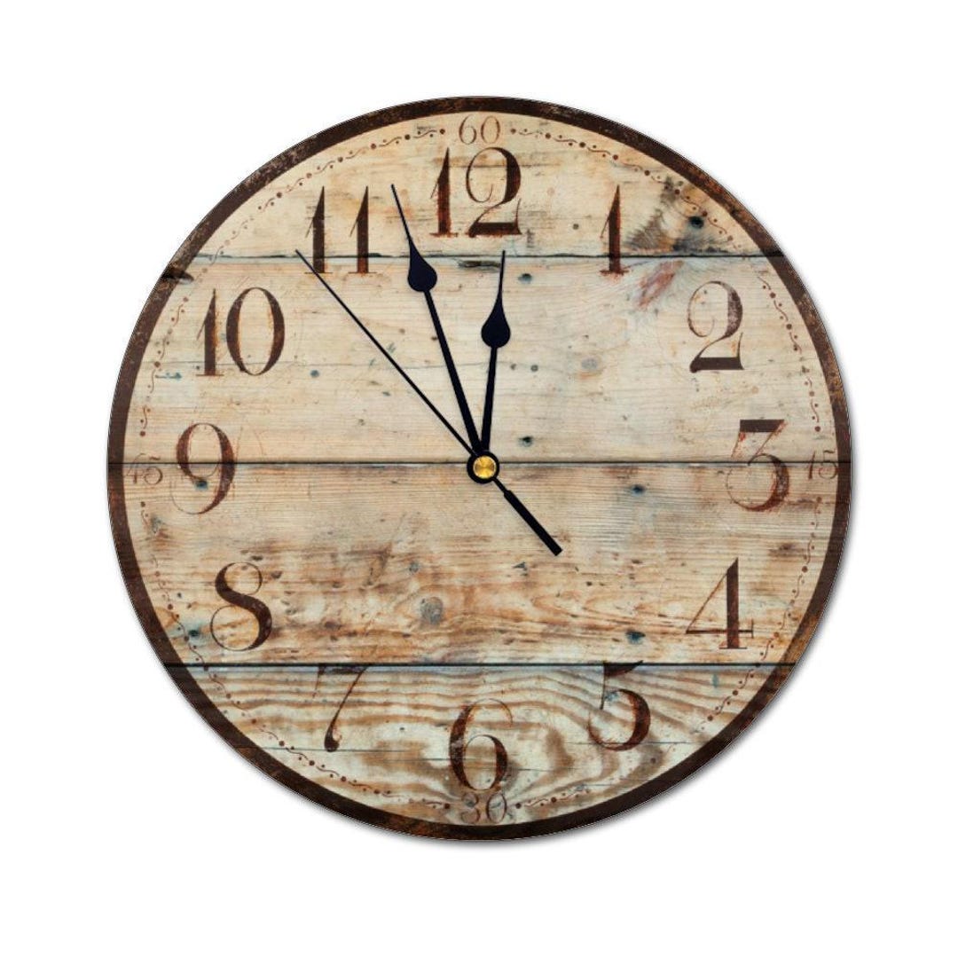 10.5" 2028 Rustic Wood Custom Round Non-ticking MDF Hanging Decor ...