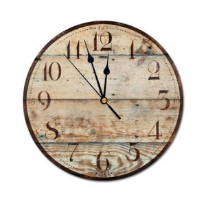 10.5" 2028 Rustic Wood Custom Round Non-ticking MDF Hanging Decor Silent Wall Clock