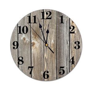 10.5&quot; Wood Grain Rustic Barn Silent Farmhouse Custom Round Non-ticking Wall Clock