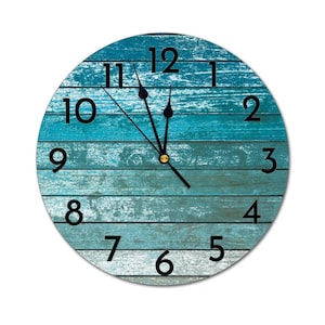 10.5&quot; 810.53-10.5 Teal Home Decor Clocks Custom Round Non-ticking MDF Hanging Decor Silent Wall Clock