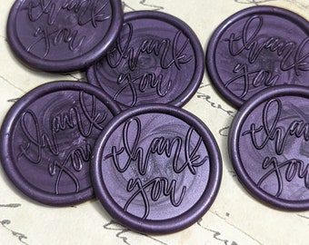 Premade Thank You Wax Seals, Peel and Stick, Thank You Cards, Invitation Seal, Seller Packaging Seal, Multiple Colors FREE SHIPPING