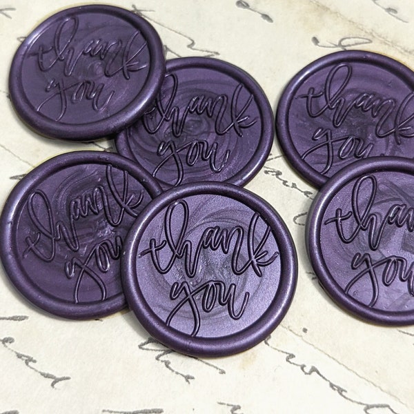 Premade Thank You Wax Seals, Peel and Stick, Thank You Cards, Invitation Seal, Seller Packaging Seal, Multiple Colors FREE SHIPPING