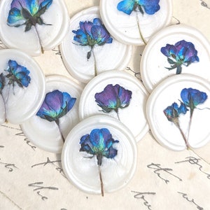 Set of 12 Floral Wax Seals, Peel and Stick, Blue Purple Roses Flower Wedding Invitation Seal, Save the Date, Multiple Colors FREE SHIPPING
