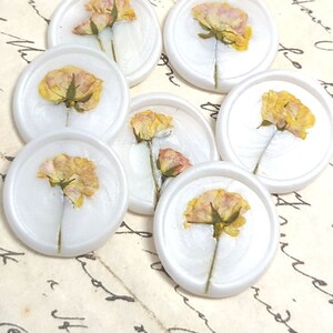 Handmade Floral Peel & Stick Wax Seals: Yellow Rose Wedding Invitation Seals (Set of 12)