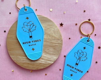 High Vibes Hotel Keychain | BFF Keychain | Retro Motel Keychain