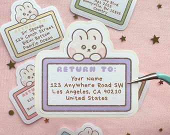 Cute Bunny Personalized Address Labels | Custom Return Address Stickers | Return Labels