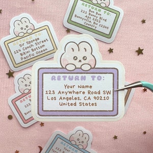 Cute Bunny Personalized Address Labels | Custom Return Address Stickers | Return Labels