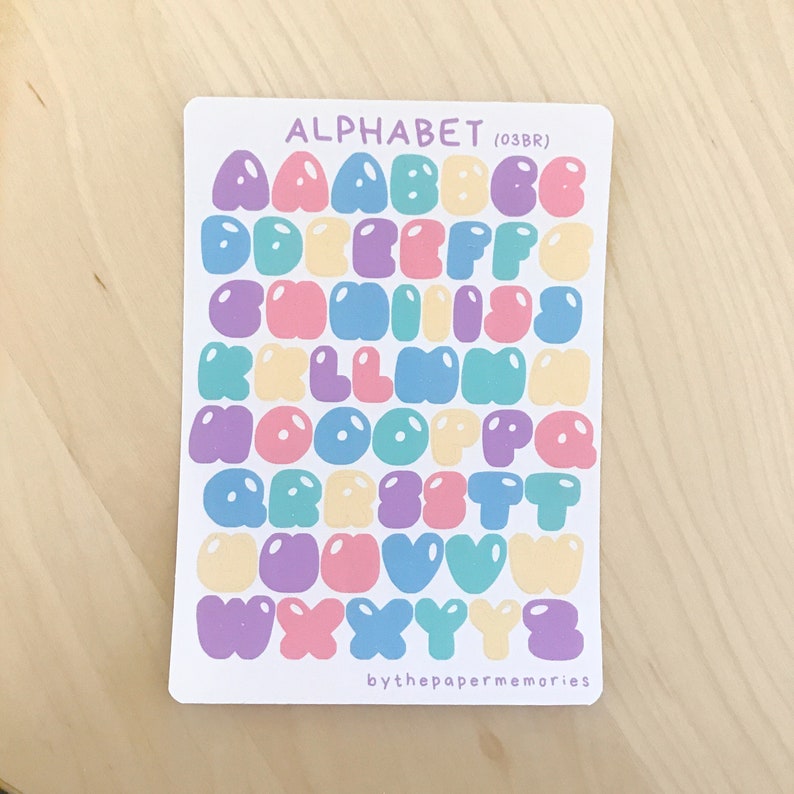 Kawaii Alphabet Stickers Cute Letter Stickers Polco Deco Etsy