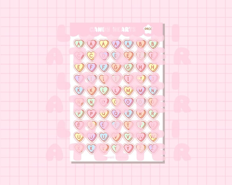 Candy Hearts Alphabet Stickers | Polco Deco | Bullet Journaling | Scrapbooking image 4