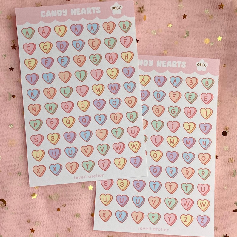 Candy Hearts Alphabet Stickers | Polco Deco | Bullet Journaling | Scrapbooking image 2