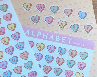 Candy Hearts Alphabet Stickers | Polco Deco | Bullet Journaling | Scrapbooking