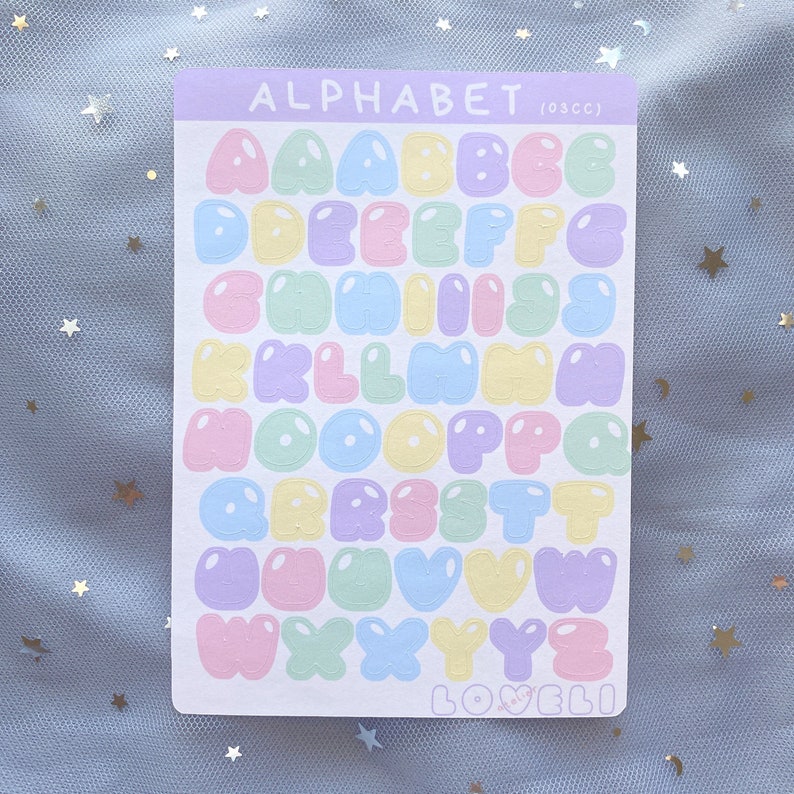 Kawaii Alphabet Stickers Cute Letter Stickers Polco Deco Etsy
