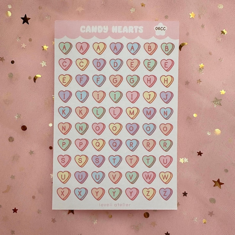 Candy Hearts Alphabet Stickers | Polco Deco | Bullet Journaling | Scrapbooking image 3