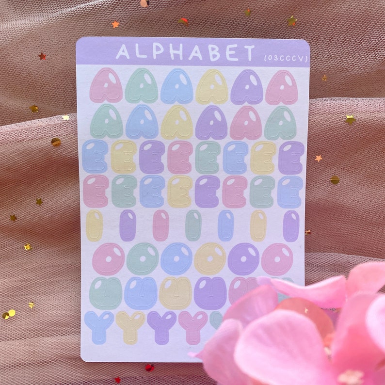 Kawaii Alphabet Stickers Cute Letter Stickers Polco Deco Etsy