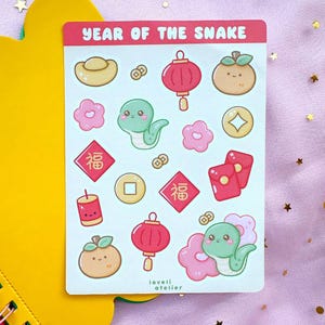 Adesivos do Ano Novo Lunar do Ano da Serpente | Bullet Journaling, Adesivos de Planejador, Scrapbooking