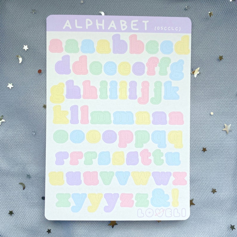 Aesthetic Pastel Alphabet Stickers Serif Letter Stickers Etsy