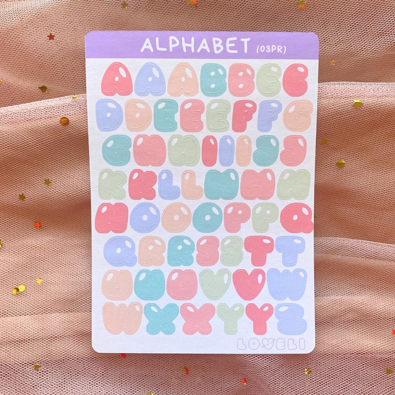 Kawaii Alphabet Stickers Cute Letter Stickers Polco Deco Etsy