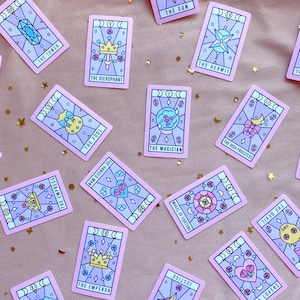 Adesivi estetici per carte dei tarocchi / 22 Arcani maggiori / Journaling / Scrapbooking / Finitura opaca, lucida o scintillante