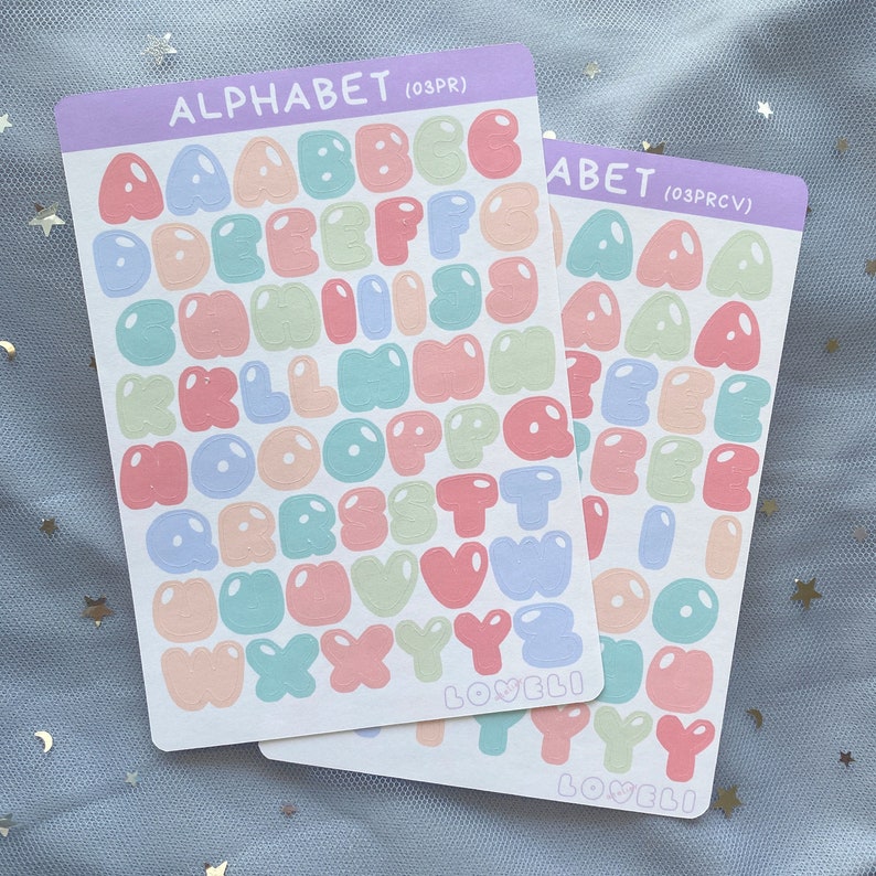 Kawaii Alphabet Stickers Cute Letter Stickers Polco Deco Etsy