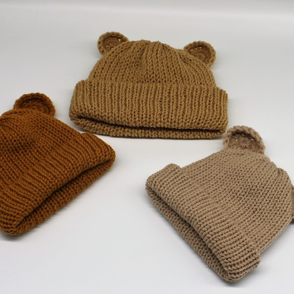 Handgestrickte Teddy Bär Mütze Mütze/ Beanie Mütze für Neugeborene/ Neugeborene Mütze/ Kinder Mütze/ Krankenhaus Mütze/ Baby Geschenk/ Winter Mütze