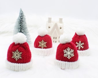 Hand made knit christmas hat tree decorations christmas tree knitted tiny hat tree decoration