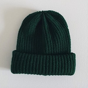 Racing green hand made knitted fisherman's rib baby beanie/ green baby beanie hat/ adult man hat/ adult women hat