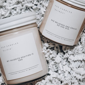 women empowerment candles | hand poured coconut soy wax candles, paraben free and phthalate free - custom candles and personalized candles