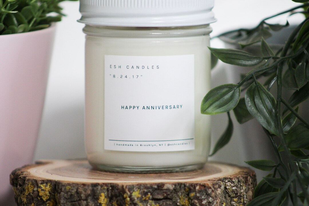 Custom Anniversary Candles Hand Poured Coconut Soy Wax Candles, Paraben