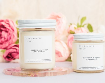 Gardenia & Tangy Grapefruit - hand poured coconut soy wax candles, paraben free and phthalate free - custom candles and personalized candles