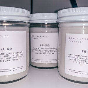 Friendship Candles |hand poured coconut soy wax candles, paraben free and phthalate free - custom candles and personalized candles