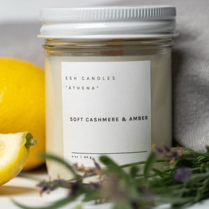 Soft Cashmere & Amber - hand poured coconut soy wax candles, paraben free and phthalate free - custom candles and personalized candles