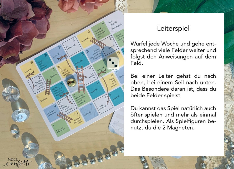 Auf und Ab Leiterspiel Sparspiel Print mit 200g Papier A6 Bild 5